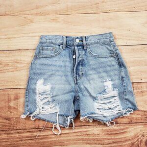 Pacsun Shorts Womens 23 Blue 90s Girlfriend Denim Pockets Distressed Ladies